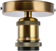 Vintage E27 Lamphållare med Tillbehör - Guld