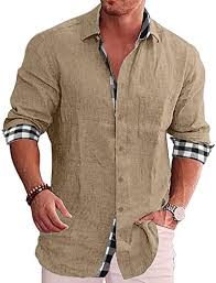 Ejoyous Långärmad Casual Skjorta för Herr – Bomull & Linne