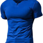 Herr Sommar Kortärmad Henley T-shirt med Knapp