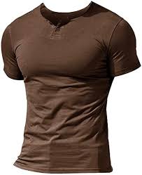 Sommar Herr Henley T-shirt med Kort Ärmar