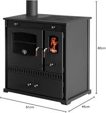 Prometey EEK A+ Kamin med Bakfack och Spisplatta - Perfect Eco Svart