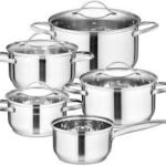 FEIGUO 9-delat Rostfritt Stål Kokkärl Set med Induktionssäker Non-Stick
