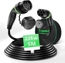 ECOPOINT Typ 2 Laddkabel 22kW 5M för Elbil