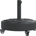 vidaXL Rund Parasollfot med Hjul - 27 kg för Ø38/48 mm Stolpar
