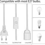 2x E27 Taklampfjädring med 450cm Strömkabel