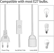 2x E27 Taklampfjädring med 450cm Strömkabel
