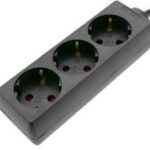 Stickpropp 3 uttag 16 A 230 V svart med 3 m kabel