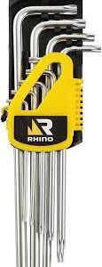 Rhino - 9-delat stjärn- och torxnyckelset i kromvanadin