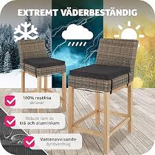 tectake® Rotting Barstol - Högkvalitativ Utemöbel