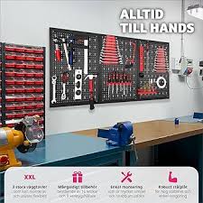 Tectake® Verktygstavla med 25 Krokar - Tredelad och Solid