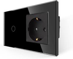 JIMEIDA Svart Glas Uttag med Touchströmbrytare och LED