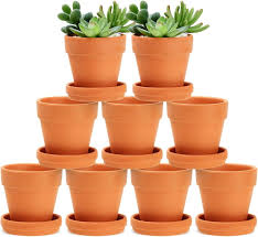 9-pack Terrakotta-krukor med Fat för Suckulenter och Blommor