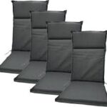 BURI 4-pack Trädgårdsstolsdynor med Högt Ryggstöd - Grå Prickiga
