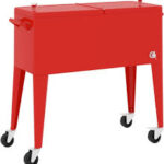 vidaXL Röd Kylbox med Hjul - 92x43x89 cm