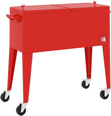 vidaXL Röd Kylbox med Hjul - 92x43x89 cm