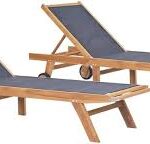 vidaXL Hopfällbara Solsängar med Hjul i Teak - 2 St