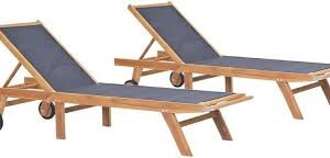 vidaXL Hopfällbara Solsängar med Hjul i Teak - 2 St