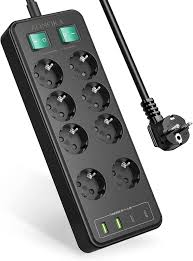 8-vägs USB Grenuttag med Strömbrytare