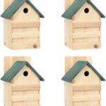 vidaXL Fågelholkar 4-pack i Granträ - 23x19x33 cm