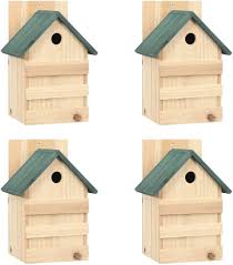 vidaXL Fågelholkar 4-pack i Granträ - 23x19x33 cm