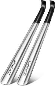 ZOMAKE Lång Skohorn i Metall - 42 cm (2-pack)